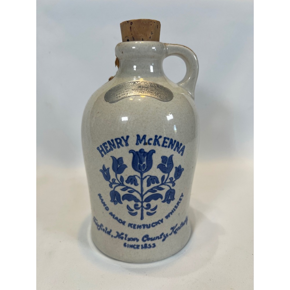 Vintage Henry McKenna Kentucky Straight Bourbon Whiskey Stoneware Jug with Cork